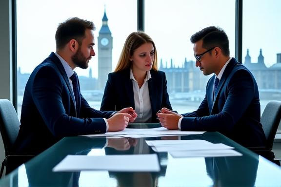 Legal team collaborating on a compliance audit around a boardroom table